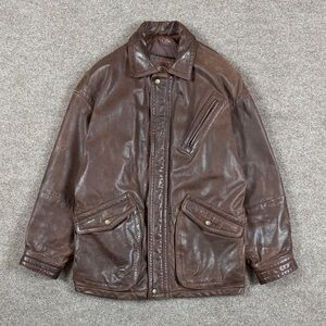 Vintage Adventure Bound Wilsons Brown Leather Chore Barn Field Jacket Mens Large